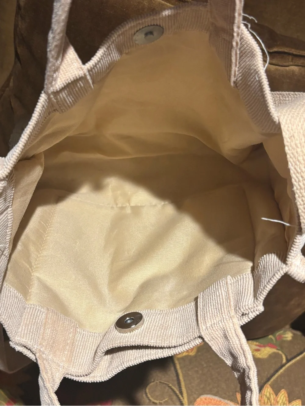 Letu Beige colored Corduroy Crossbody Tote Bag -